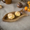 Beech Wooden Fruit Plates, Fish-Shaped Small Trays, Engraved Wood Sushi Plates