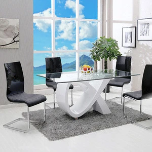 best sale modern design high gloss rectangle wooden dining table and chairs