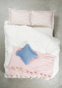 best seller cute design pompom balls cotton knit baby blanket