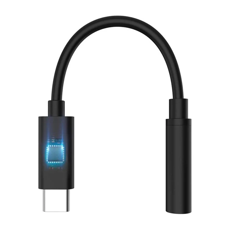 Black DAC 5686 HIFI type c to 3.5mm   headphone earbuds jack audio adapters  USB c cable connector Aux Audio Dongle converter