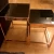 Black Glass Coffee Table with Red Copper Metal Tube Feet Leg Tea Table for Home