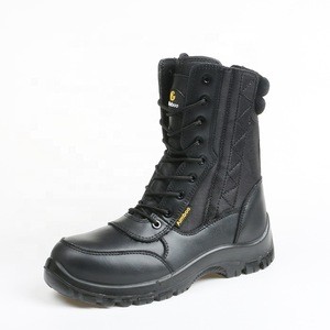 Black leather army boots safety shoes hingh ankle military boots  hot selling