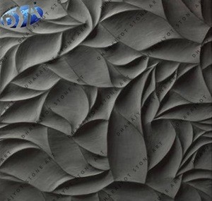 black polished marble decorative wall covering panels relief