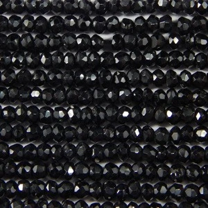 Black Spinel Gemstone Rondelle Faceted Handmade Loose Beads