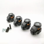 Bracket Wheel Adjustable Leveling Castor Wheel Aluminium Alloy Hole Hollow Stem Nylon GD60F Black 250kgs Swivel Plate Casters