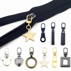 Brand Custom Auto Lock Pendant Garment Replace Zipper Pulls Puller Head Zipper Sliders Plating Painted Silver Golden Black Metal