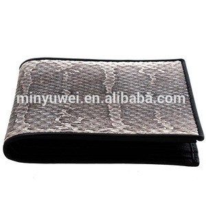 Brand new luxury hand-crafted gray genuine snakeskin leather slim wallet