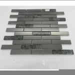 Brushed Stainless Steel Metal Mix Glass Mosaic Tiles