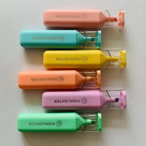 B&X 2024 Design 6 Count Macaron Colors Highlighter Marker Pen For Students & Kids High Lighting Marker Pen
