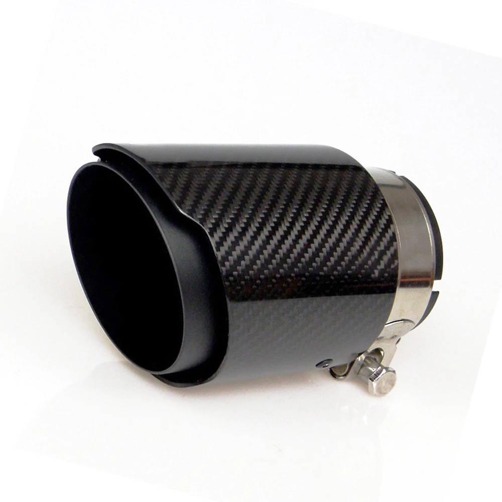 Car Exhaust Pipe Muffer Tip Universal Exhaust Tip Blacking Steel Pipe Glossy Black Carbon