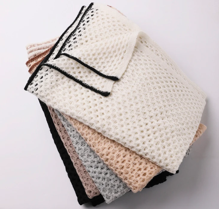 Cashmere knitted scarf hollowed-out scarf women winter knitted scarf