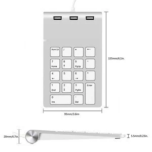 Cateck Aluminum Finish USB Numeric Keyboard with USB Hub Combo for i Mac, M acBooks, PCs and Laptops