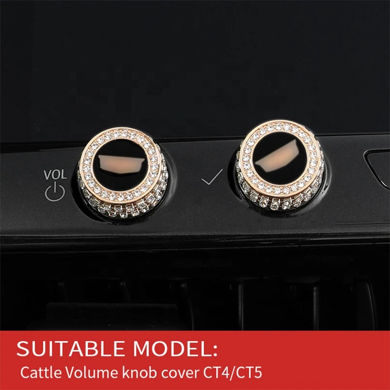 Centrally Controlled Volume Audio Switch Knob Button Decoration Diamond Sticker for Cadillac ct4 ct5 interior accessories