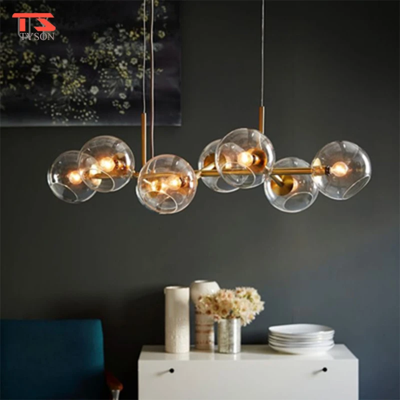 Chandelier Decorative Round Led Industrial Lighting Linear Bar Pendant Light Glass Globes