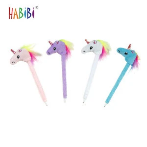 Cheap hit product fluffy cute cartoon fun animal unicorn plush ballpoint 3d pen
