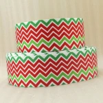 Cheap Packaging Red green glitter 1.5 inch chevron grosgrain Gift Ribbon