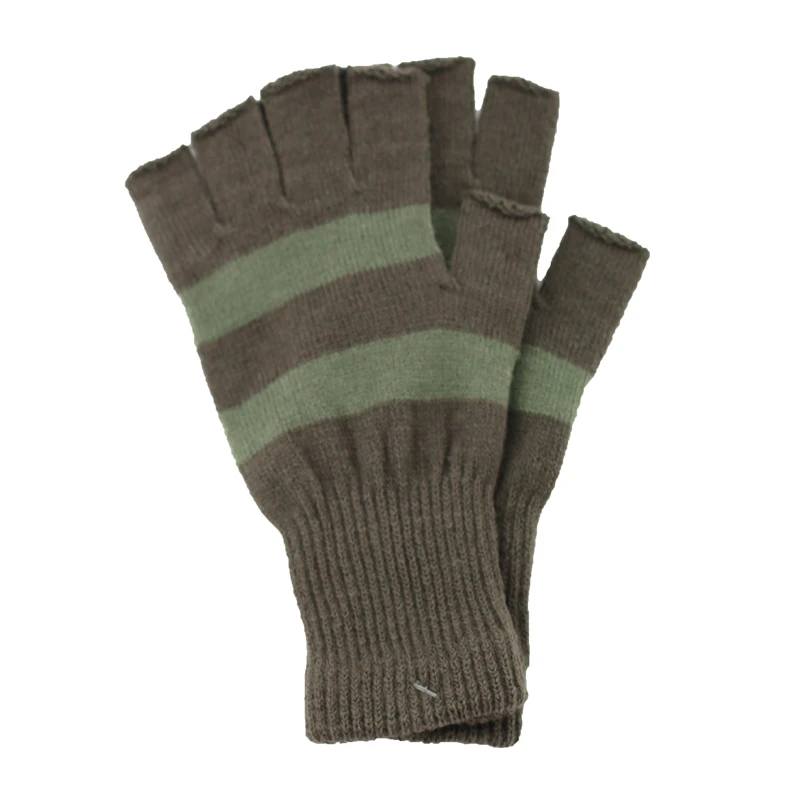 Cheap RPET Yarn Recycled Custom Promotional Printing Winter Half Finger Knitted Gloves