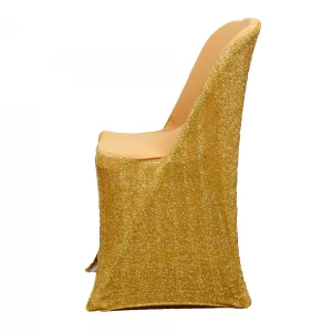 cheap shiny sequin gold wedding folding chair covers 100