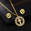 Cheap stainless steel necklace earring set promotes Christian cross men&#x27;s titanium steel necklace