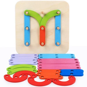 Children creative puzzle letter figure flower wood board colorful educational wooden toys