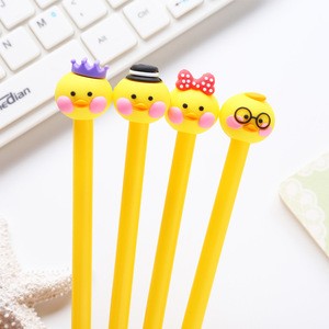 China Market Top Selling Stationery Cute Yellow Duck 0.5 mm Office School Plastic Gel Pen