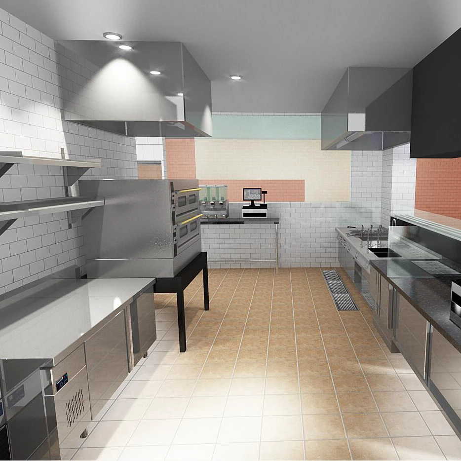 China professional commercial kitchen 3D design and CAD commercial kitchen layout design with restaurant solutions
