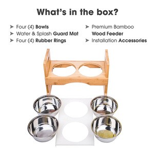 China supply dog cat food and water raised elevated stainless steel bowls bamboo pet bowl stand feeder
