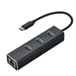 China Wholesale Aluminium Alloy Network adapter multiple 4 ports hub 3 in 1 type c