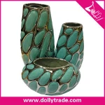 Chinese Morden Green Ceramic Vase Set Wholesale Home Decor Table Clay Vase