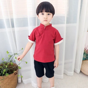 Chinese tang suit kids summer children cotton suit children  traditional chinese clothing for kid clothing