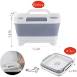 Collapsible Dish Tub with Draining Plug, Foldable Food Strainers Over the Sink Colander Fruits Drainer Basket Vegetable Sink
