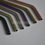 colorful stainless steel drinking straws long 205mm thickness 0.55mm