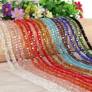 Colourful 2/3/4/6/8 mm Spacer Crystal Beads Charms Finding Glass Square Beads For Jewelry Making DIY Beads Bracelet Earrings
