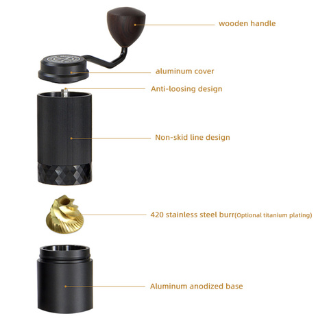 Buy Commercial Coffee Bean Espresso Mill Manual Metal Stainless Steel ...