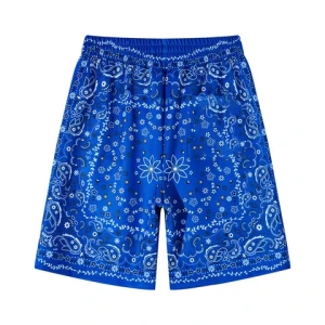 Cool Streetwear All Sublimation Print Blue Jersey Mens Shorts Pocket Polyester Track Bandana Shorts