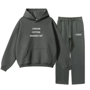 100% Cotton Custom Printing Embroidery Jogging Track Sweat Suit Unisex Men Jogger Sweatsuit Tracksuit Sweatpants Hoodie Set