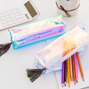 Creative Laser Transparent Sequin Pen Bag Pendant Tassel Multi-color Stationery Bag Pencil Case