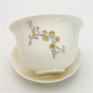 Creative Size Ceramic Tea Cup Custom Metal Tin Decoration Pattern Tea Cup For Kung Fu Tea Tools Accessories