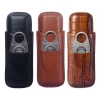 Crocodile Portable Wholesale Humidor Brown Waterproof 2 Finger Preminum Leather Trave Cigar Case With  Cutters
