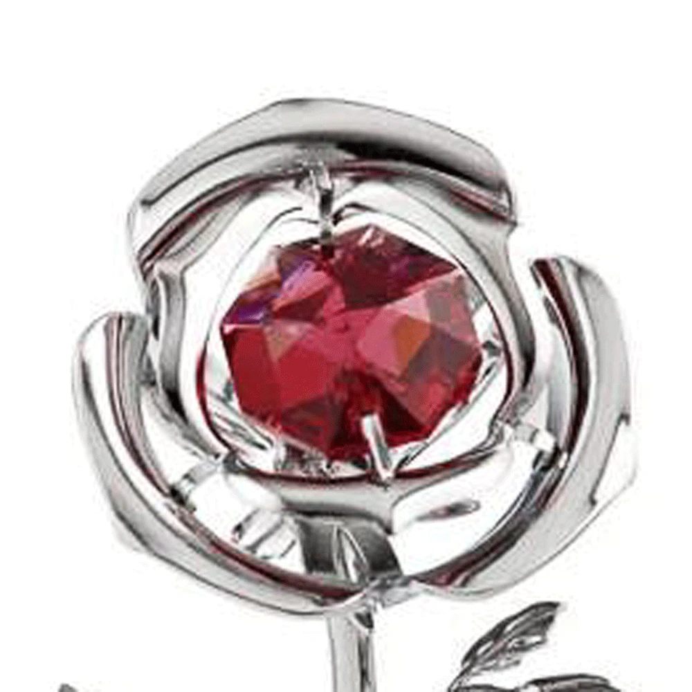 Crystocraft Metal Red Rose Flowers Decorated with Brilliant Cut Crystals Wedding Favor For Guest