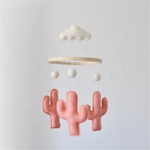 Custom design hot sale Unisex pink Crib Baby clouds mobile  nursery decoration cactus crib mobiles