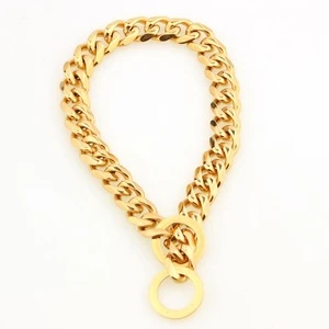 Custom heavy duty golden stainless steel 316L dog collar chains