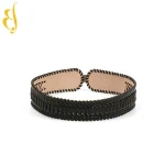 Custom knitted wide leather black lady belt