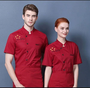 custom logo latest design medium sleeve breathable chef jackets and chef uniform for restaurant and hotel