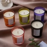 Custom luxury organic natural soy base candles smokeless wedding gifts for guests soy wax white black glass jar scented candles
