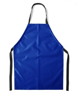 custom made cotton plain blue apron with adjustable neck strap
