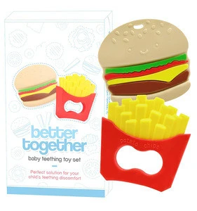 Custom Silicone Burger and Fries Baby Teether Toy Set