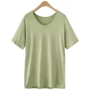 Custom V neck basic T-shirt ladies 100% organic cotton Tops Women solid color blank T Shirts