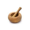 custom wholesale mini cheap round  olive wood mortar and pestle for kitchen