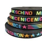 custom woven emboss knit jacquard pattern logo recycled thick nylon belt tape strap for dog collar luggage backpack bags webbing